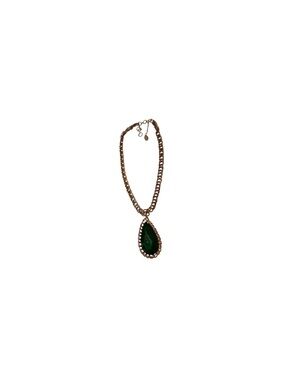 Amrita Singh Vintage Gold Chain Necklace with Green Teardrop Pendant